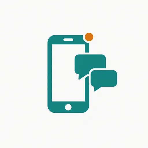 A phone with message bubbles and an amber dot: the inbox a social team shares.