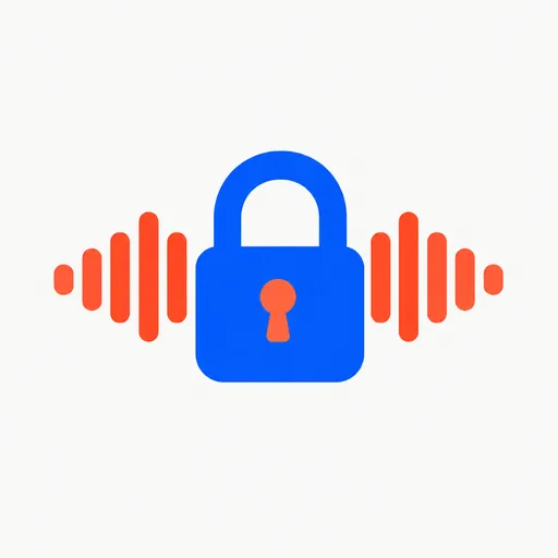 A padlock in front of a sound wave.