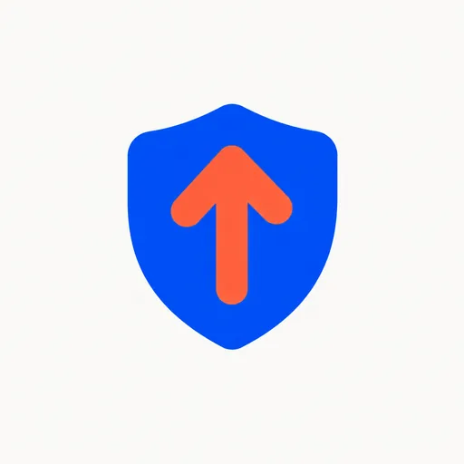 A shield with an upward arrow.