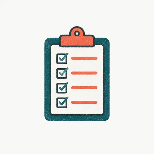 A clipboard with a checklist of ticks, standing for the 48-check evidence pack.