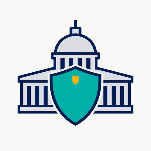 A government dome behind a shield.