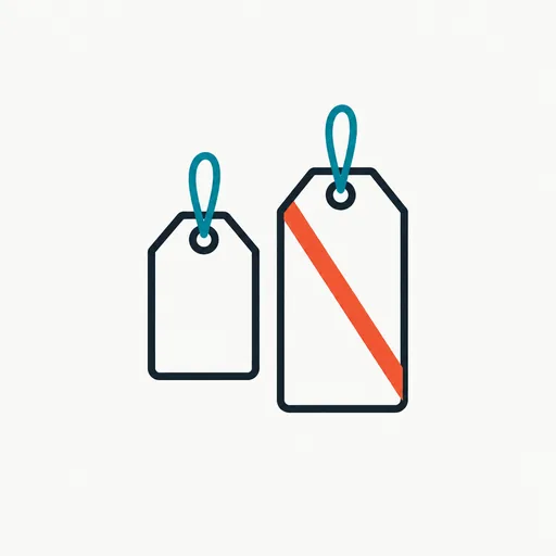 A price tag reading 4 beside a taller crossed-out tag reading 10.