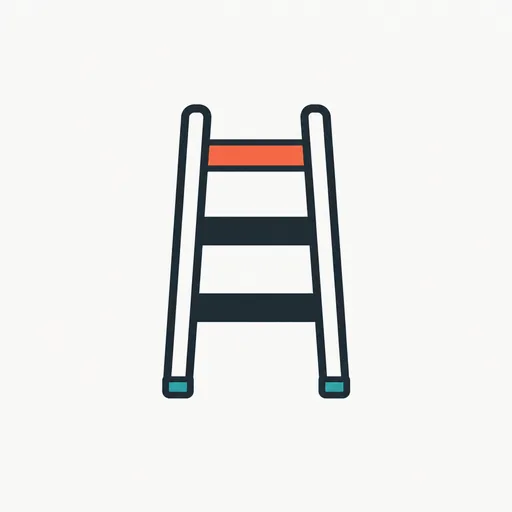 A ladder with the top rung highlighted and two rungs beneath it.