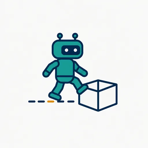 A robot stepping over a line: past its task.