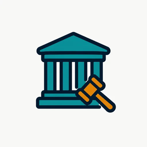A courthouse with a gavel: a Chapter 11 filing.