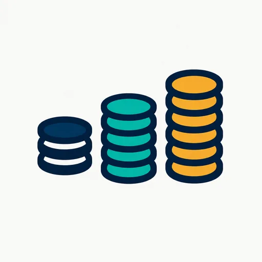 Three coin stacks of rising height.