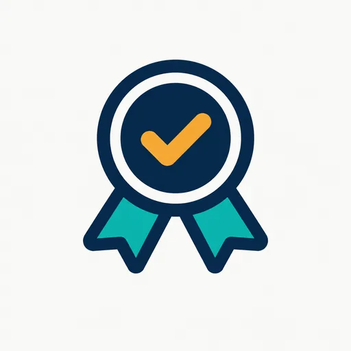 A badge with a check mark.