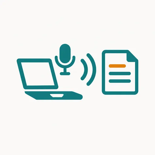 A laptop and a microphone sending sound into a note page: notes taken from your Mac.