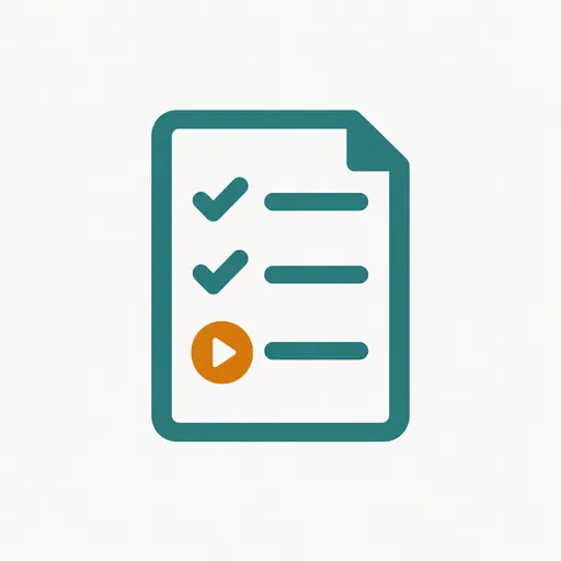 A checklist with two items ticked and a play button on the third: action items you can start.