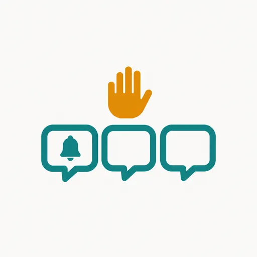 Three speech bubbles with a bell on only the first: only you get the reminder.
