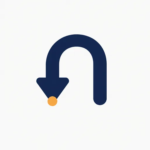 An arrow turning back on itself.