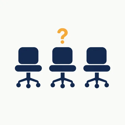 A stack of seat icons with a question mark.