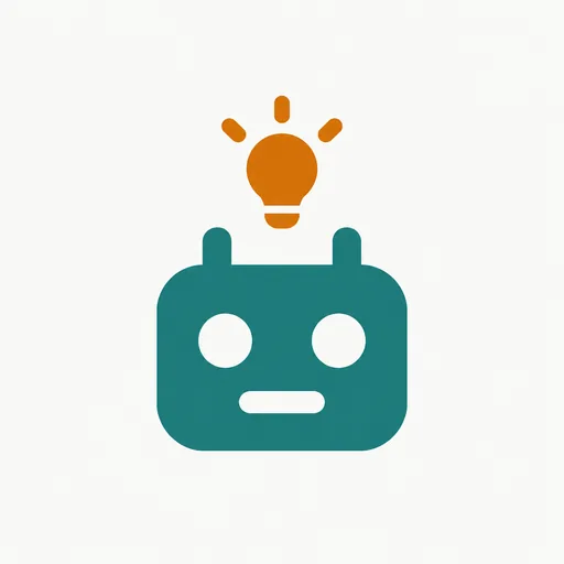A robot head with a lightbulb above it: an AI model finding an idea.