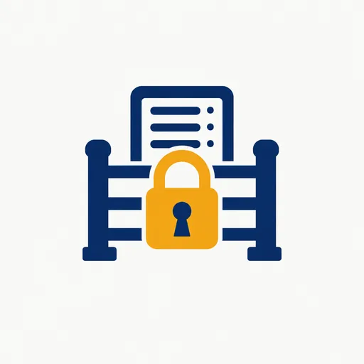 A gate with a padlock in front of a server.