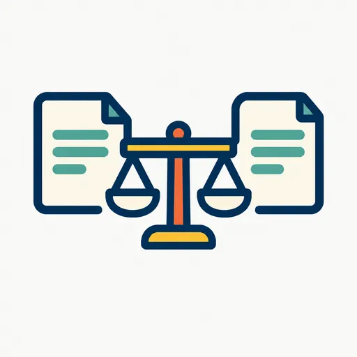 Two matching documents with a balance scale between them: a priority dispute.