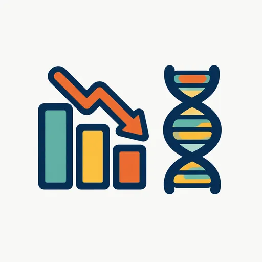 A falling chart beside a DNA helix: the reaction after the announcement.