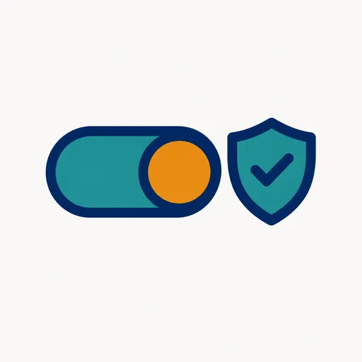 A toggle switch beside a shield.