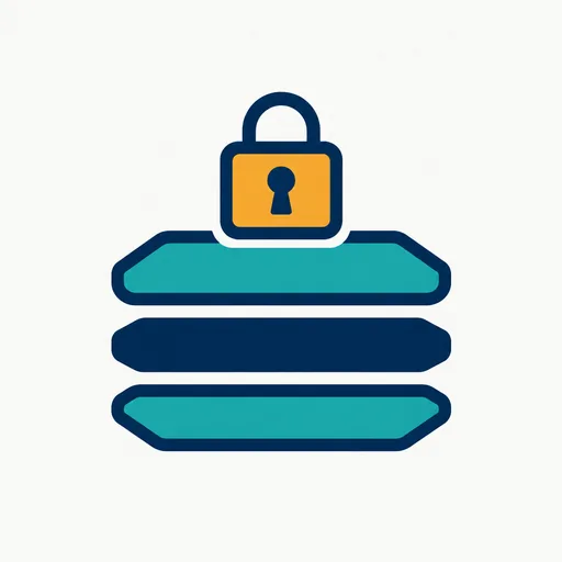 Three stacked layers with a lock on top.