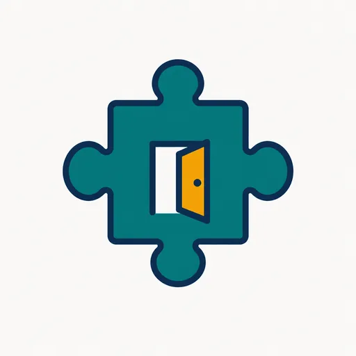 A puzzle piece with a small open door in it.