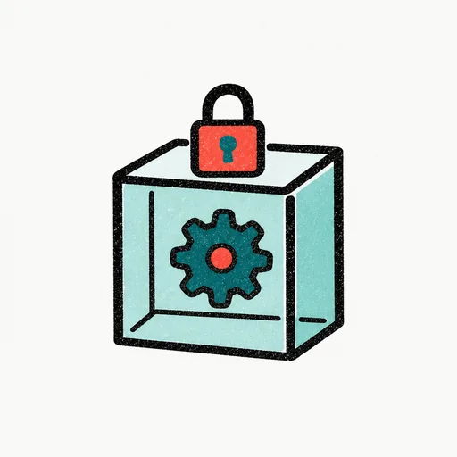 A sealed glass box with a gear inside and a padlock: the isolated cloud sandbox.