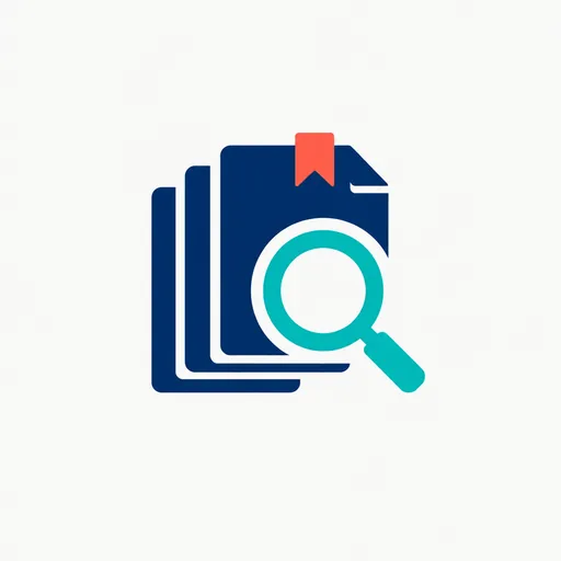 Document pages under a magnifying glass.