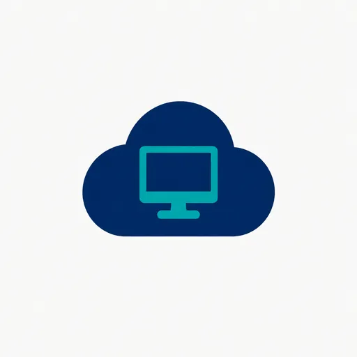 A cloud holding a small computer screen.