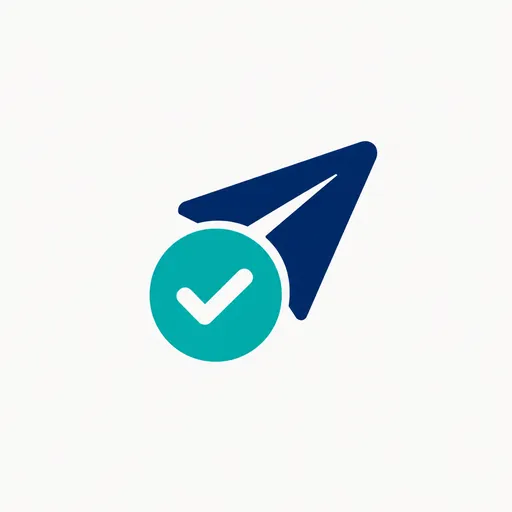A send arrow behind an approve check.