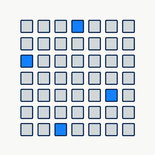A grid of many small squares with a few highlighted: many agents, some running at once.