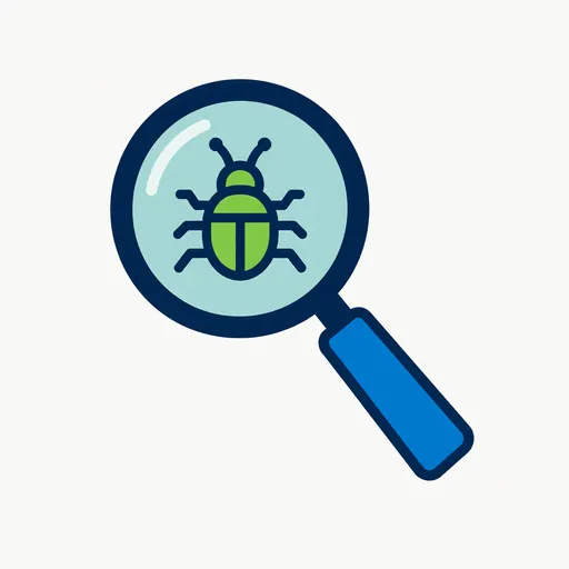 A magnifying glass over a bug: the planted-bug test.