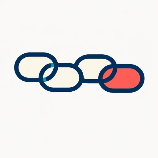 A chain of four links, one glowing.
