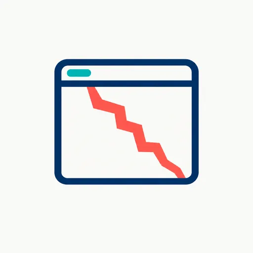 A browser window with a crack across it.