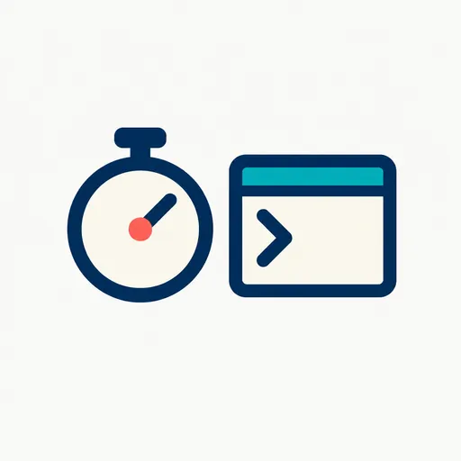 A stopwatch beside a terminal prompt.