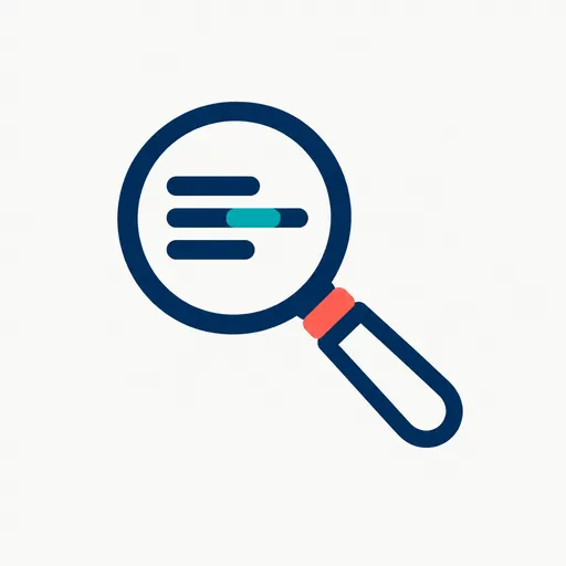 A magnifying glass over lines of code.