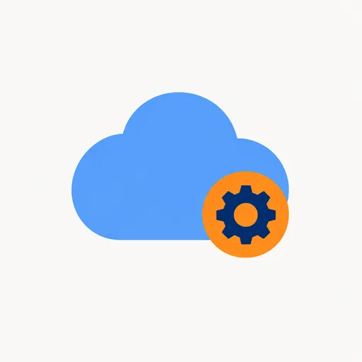 A cloud with a small operator badge on its side.