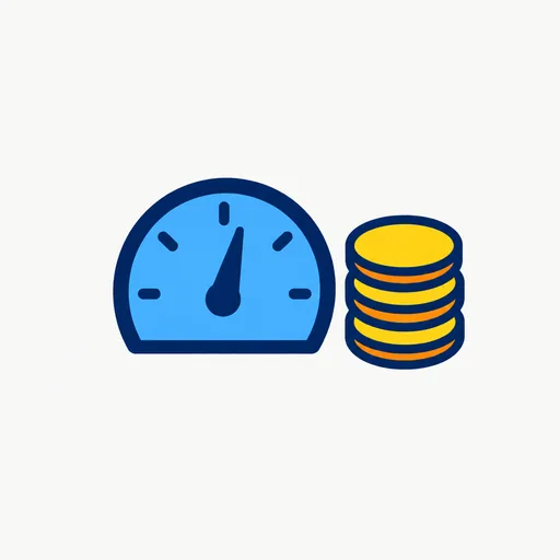 A speed dial beside a short stack of coins.