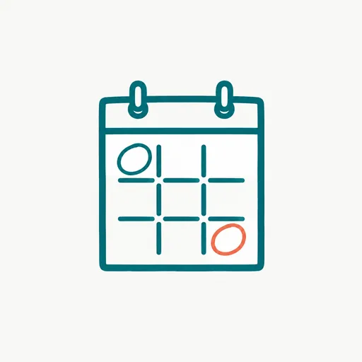 A calendar page with two different days circled.