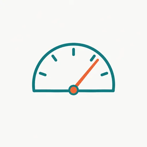 A gauge with the needle high on the right.
