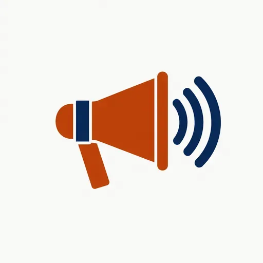 A single coral megaphone with three sound arcs.