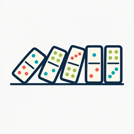 A row of falling dominoes.