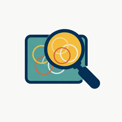 A magnifying glass over faint circles: the defect a person caught.