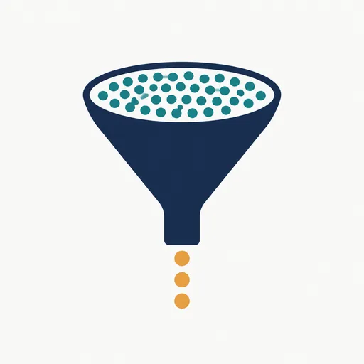 A funnel narrowing from many shapes to a few.