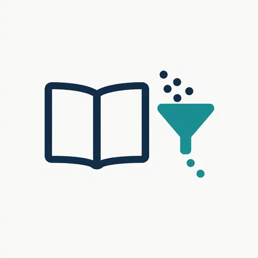 An open notebook beside a funnel.