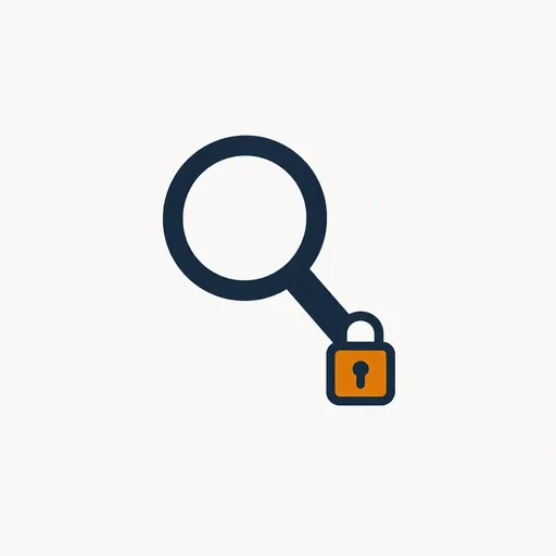 A magnifying glass with a padlock on its handle.