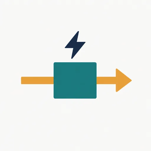 One arrow passing straight through a block.
