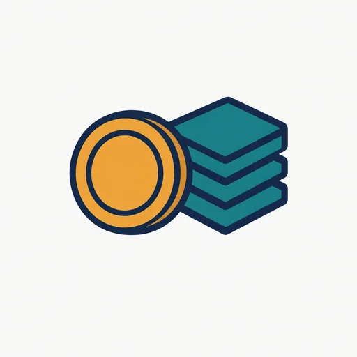 A coin beside a stack of tokens.