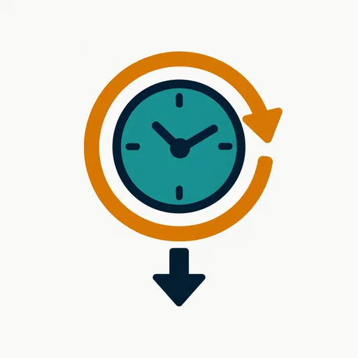 A clock inside a refresh arrow: the hourly update check.