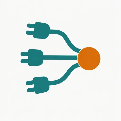 Three plugs feeding one hub: partners and a combination coming together.