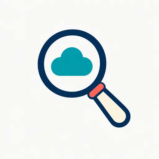 A magnifying glass over a small cloud.