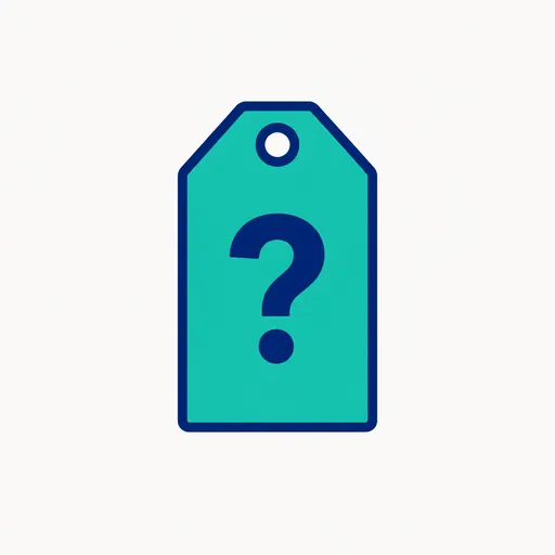 A price tag with a question mark.