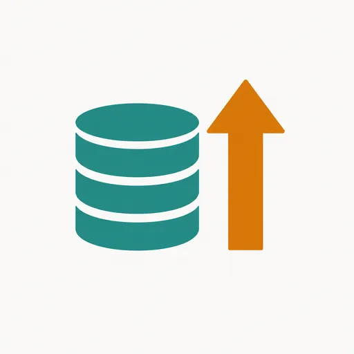 A stack of coins beside an upward arrow.